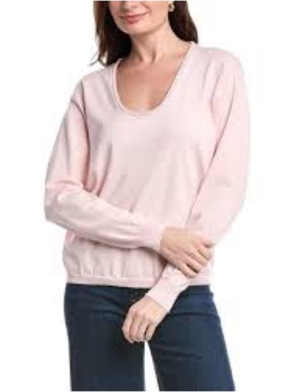 CAbi Lightweight Braided Scoop Neck Knit Pullover in Rosewater #6661 Sz Small